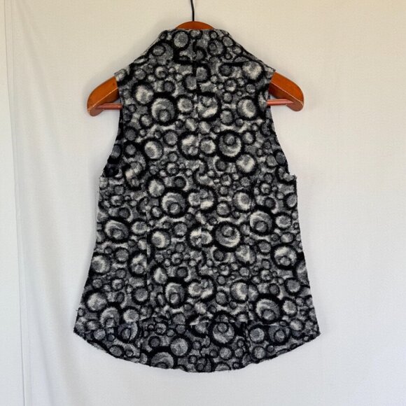 Cut Loose Black Gray White Abstract Circle Print 100% Felted Wool Vest Size S - Picture 5 of 11